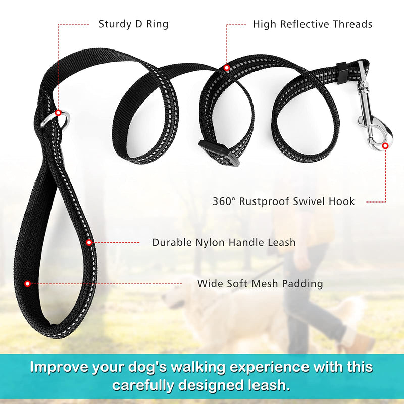 5FT Dog Leash with Comfortable Padded Handle Nylon Threads Braided Pet Leash with Auto Lock Hook Reflective Dog Walking Leash for Small Medium and Large Dogs for Walking, Running and Trainning Black - PawsPlanet Australia