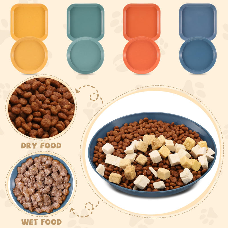 8 Pieces Cat Food Bowl Set, 6 Inch Shallow Cat Food Dish Whisker Fatigue Relief Cat Bowl Cat Wet Feeding Bowls Wide and Small Pet Plate for Cats and Small Dogs (Round,Square) - PawsPlanet Australia