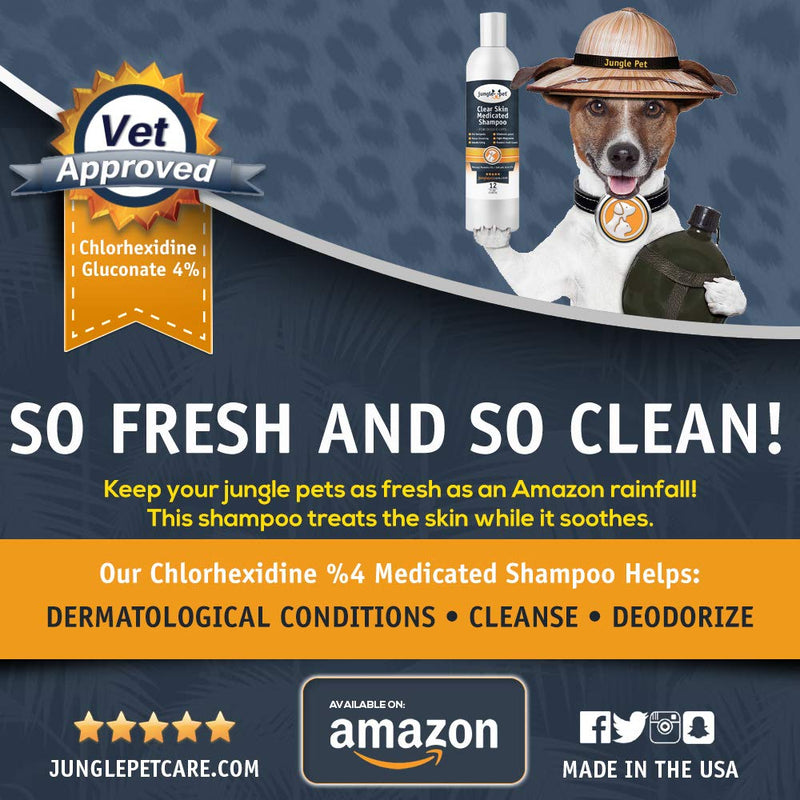 [Australia] - Jungle Pet Cleansing Shampoo with Chlorhexidine 4% Antibacterial/Anti Fungal - Fantastic Blueberry Scent - Long Lasting Protection - Grooming - Medicated Shampoo 