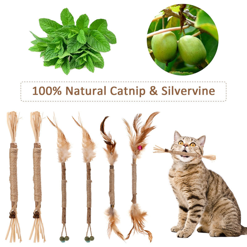 FRIUSATE Pack of 6 catnip sticks, 15 Matatabi cat chewing sticks, cat dental care toys, chewing sticks for cats, Silvervine sticks for cat dental care and against bad breath - PawsPlanet Australia