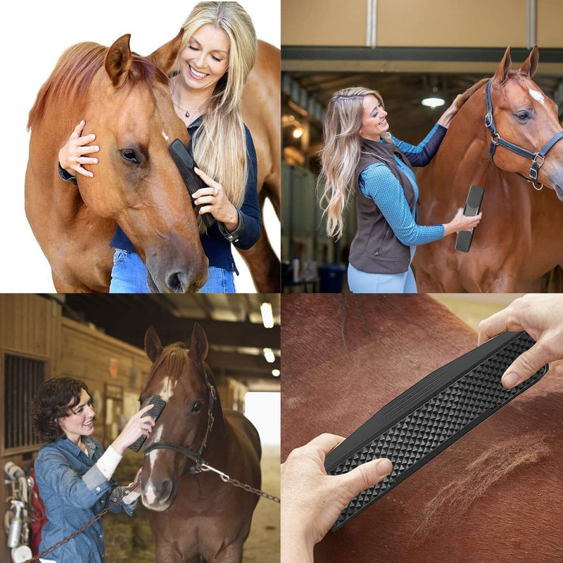Horse Massage Comb, Horse Grooming Brush, 6-in-1 Horse Grooming Brush, Horse Massage Comb, Neat Comb Hair Brush for Pets, Horse Brushes for Cleaning and Massage, Black - PawsPlanet Australia