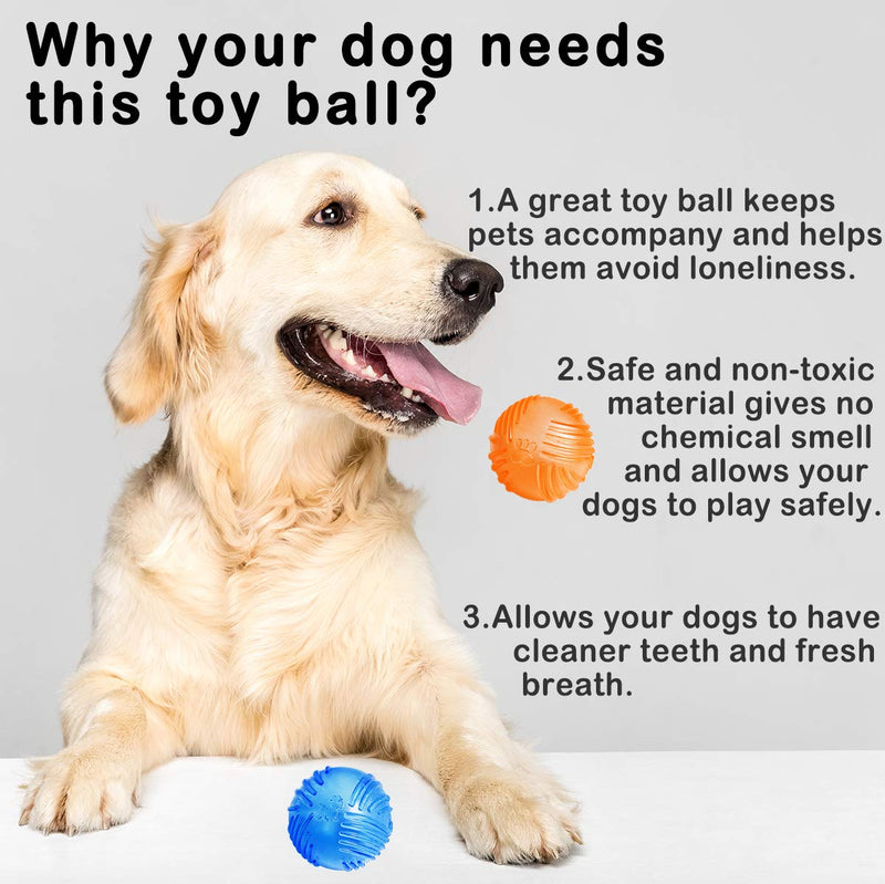 WeinaBingo Dog Tooth Cleaning Squeaky Balls, Rubber Chew Teething Pet IQ Treat Bouncy Ball, Durable Nontoxic Bite Resistant Interactive Puzzle Toys Chew,Exercise,Training(2 Packs) - PawsPlanet Australia