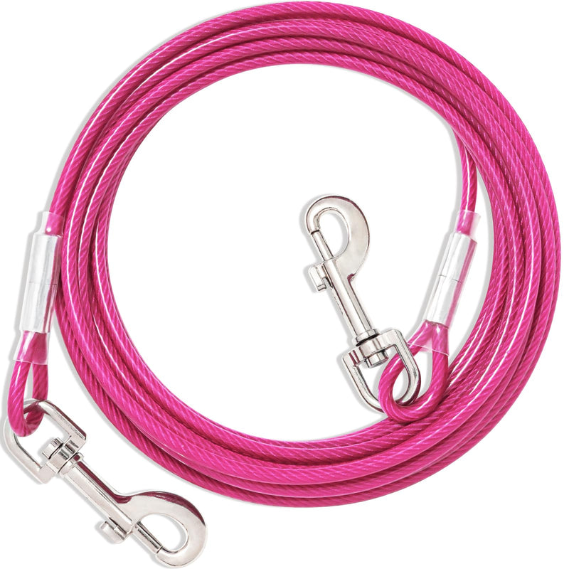Tie Out Leashes for Dogs, 3/6/9/15m, Tie Out Cables for Dogs Yard Leash, Yard Leash for Medium to Large Dogs (Rose Red, 3m) 3m Rose Red - PawsPlanet Australia