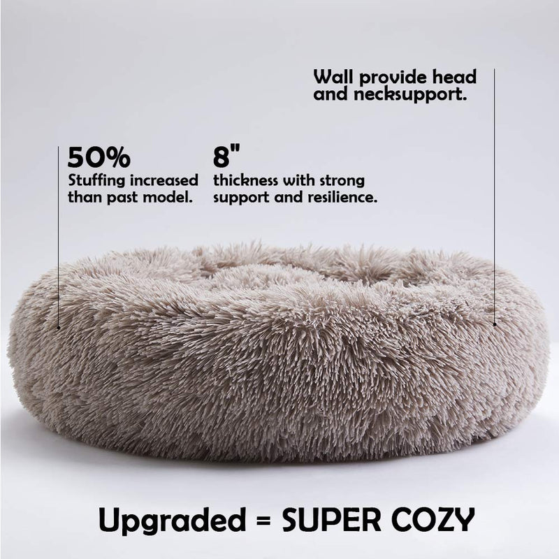 Western Home Faux Fur Dog Bed & Cat Bed, Original Calming Dog Bed for Small Medium Large Pets, Anti Anxiety Donut Cuddler Round Warm Washable Cat Bed for Indoor Cats(20", Brown) 20 x 20 Inch - PawsPlanet Australia