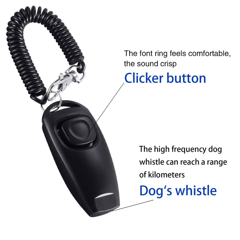 DEZHI 2 Pack Dog Clicker Dog Whistle to Stop Barking Dog Training Clicker Dog Whistle Clicker 2 in 1 New Upgrade Training Tools with Wrist Strap (Black)(Black) - PawsPlanet Australia