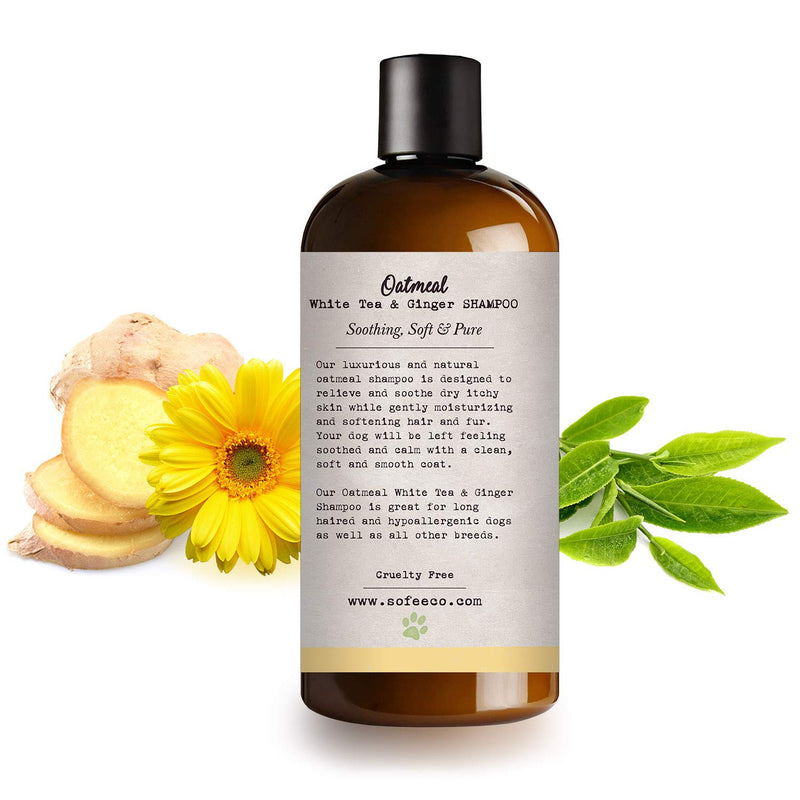 [Australia] - Sofee & Co. Natural Oatmeal Dog Puppy Shampoo - Clean Moisturize Soothe Soften Norma, Dry Itchy Allergy Sensitive Skin. Deodorize and Detangle 16 oz (White Tea & Ginger) 