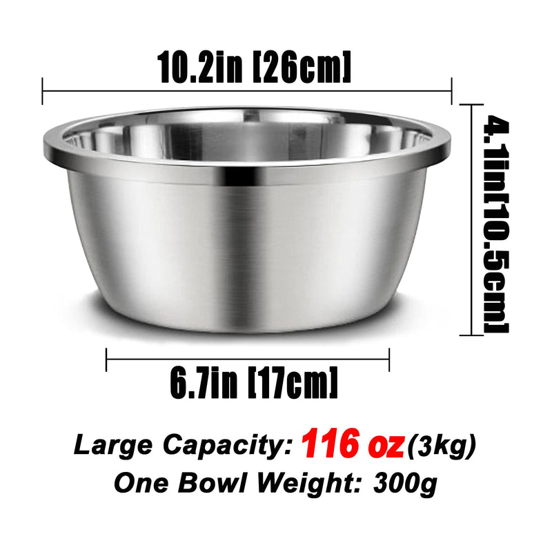 Stainless Steel Large Dog Bowl, 176oz High Capacity Dog Food Bowls for Large Dogs (2 Pack) 116oz - PawsPlanet Australia