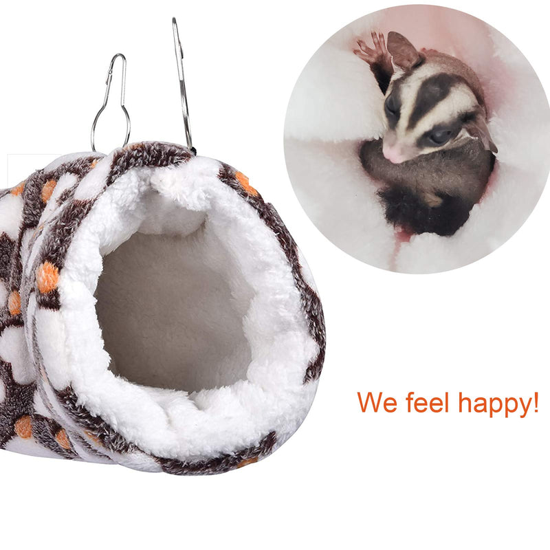 Petmolico Small Animals Hanging Tunnel, Warm Plush Hammock Bed Cage Accessories for Parrot Sugar Glider Ferret Squirrel Hamster Rat Bedding Hideout Playing Sleeping Coffee Heart - PawsPlanet Australia