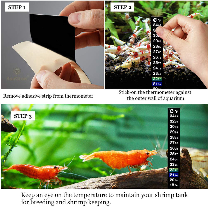 SunGrow Shrimp Stick-on Thermometer, 5.2 Inches, Precise Temperature Monitoring, Keeps Shrimps Healthy, Optimal Water Temperature Promotes Longer Lifespan, Stick-and-Go, Easy to Read, Use and Install - PawsPlanet Australia