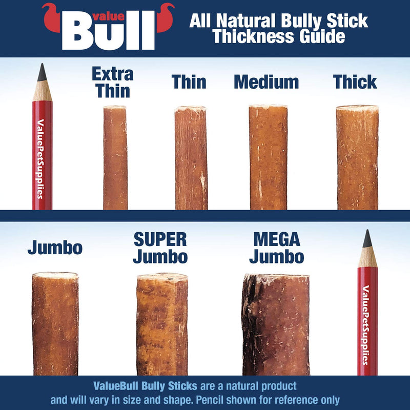 [Australia] - ValueBull Bully Sticks for Small Dogs, Extra Thin 6 Inch, 25 Count - All Natural Dog Treats, 100% Beef Pizzle, Single Ingredient Rawhide Alternative, Free Range, Grass Fed, Fully Digestible 