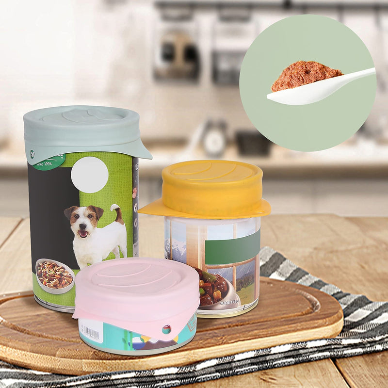 MSBC Silicone Pet Food Can Covers Set of 3 with 1 Melamine Pet Spoon, Pet Food Can Lids Fit Multiple Sizes for Dog Cat Food, Durable Flexible Tight Seal Cover BPA Free Dishwasher Safe - PawsPlanet Australia