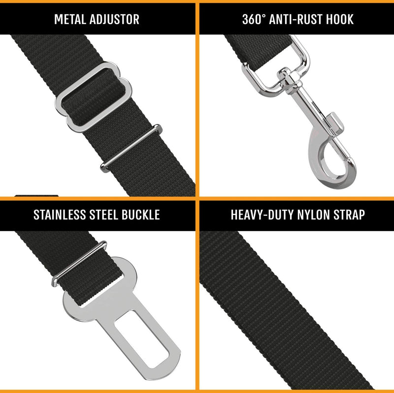 Active Pets Dog Car Harness - Dog Seatbelts for Cars, Trucks, Travel - Tether Belt for Small & Large Dogs 1 Pack Black - PawsPlanet Australia
