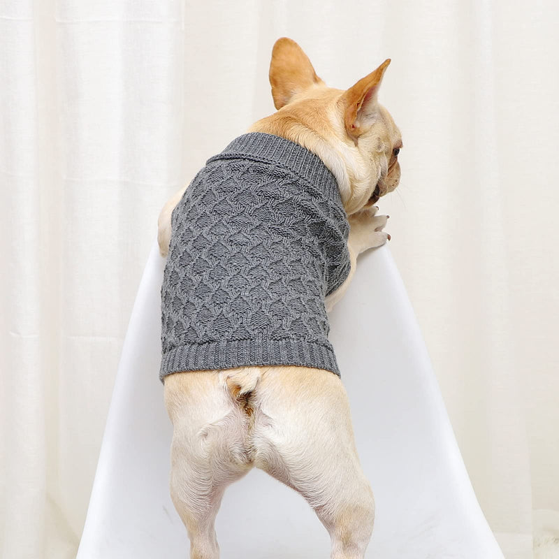 Dog Sweater Turtleneck Classic Pet Knitted Sweaters Warm Cute Puppy Sweatshirt Pullover Winter Dog Clothes Sweater Apparel for Indoor and Outdoor Use Small Grey - PawsPlanet Australia