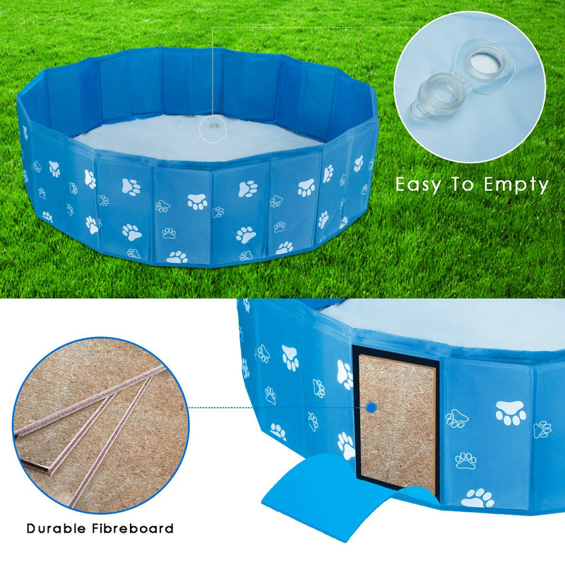 Josopa Dog Pool, Foldable Pet Bath Water Pool Outdoor Swimming Playing Pond Portable PVC Bathing Tub, Folding Kiddie Pool for Dogs Cats and Kids 80*20 A - PawsPlanet Australia