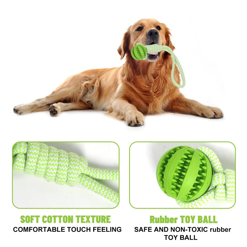 Dog Rope Ball Toy, Aggressive Chewers Dog Toys Ball for Pet Tooth Cleaning Training tug of war Chewing Fetching, IQ Treat Ball Food Dispensing Toys green - PawsPlanet Australia