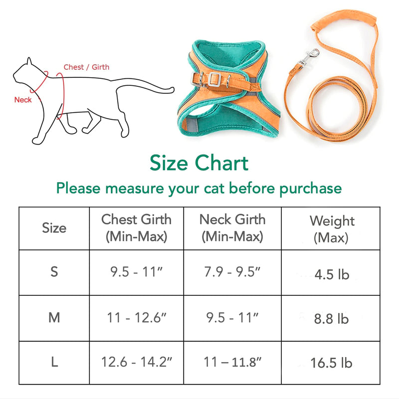 Step-in Cat Harness and Leash, Adjustable Comfortable Escape Proof Chest Vest, Soft Breathable Mesh Jacket with Reflective Strips, Easy to Wear and Control, for Small Medium Pet Dog Kitten Puppy (S) S (Chest 7.9″ - 9.5″) - PawsPlanet Australia