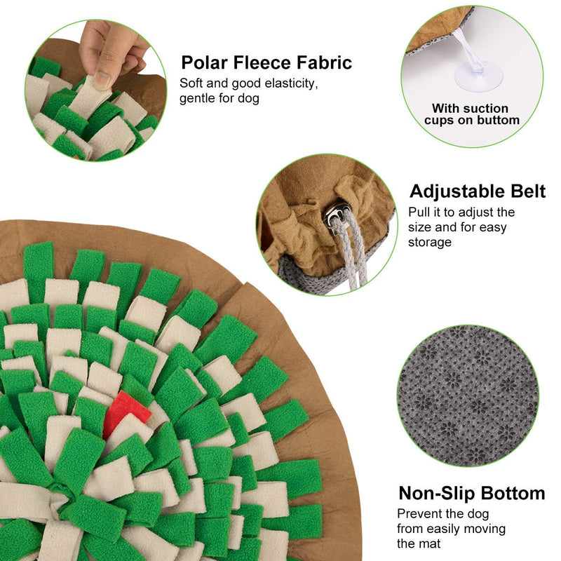 Dog Snuffle Mat, Adjustable Dog Bowl Mat Pet Feeding Mat for Slow Eat Foraging Nosework Training - Interactive Dog Puzzle Toy Stress Release Mental Stimulation Soft Durable Non-Slip Machine Washable Green - PawsPlanet Australia