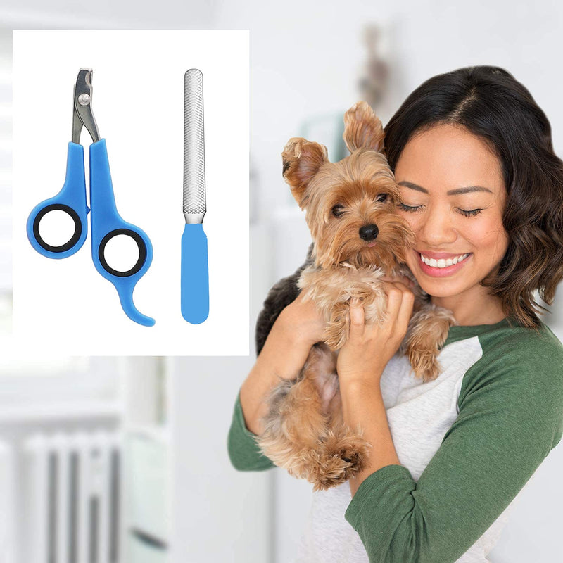 thaynac Dog & Cat Nail Clippers Set with 2 pcs Tools, Nail Clippers and Nail Files,Professional Grooming Tool for Puppies and Kittens blue - PawsPlanet Australia