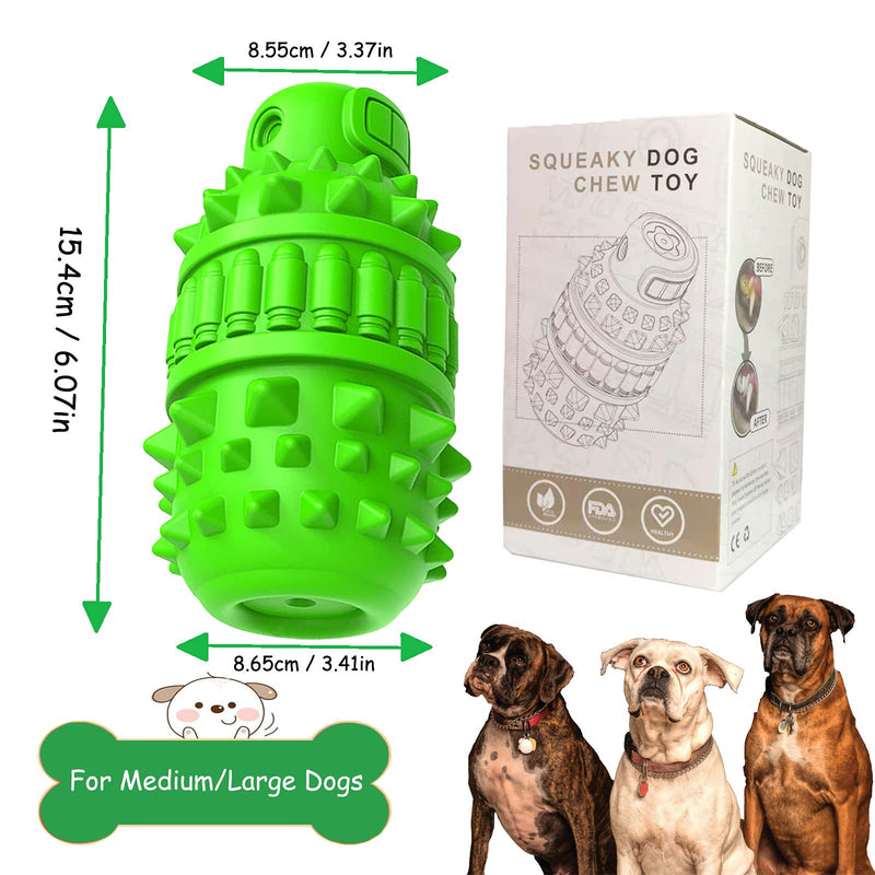 EZSMART Dog Toys for Aggressive Chewers, Durable Dental Care Dog Chew Toys Squeaky Interactive for Boredom - Medium/Large Dogs, Natural Rubber (Green) Green - PawsPlanet Australia