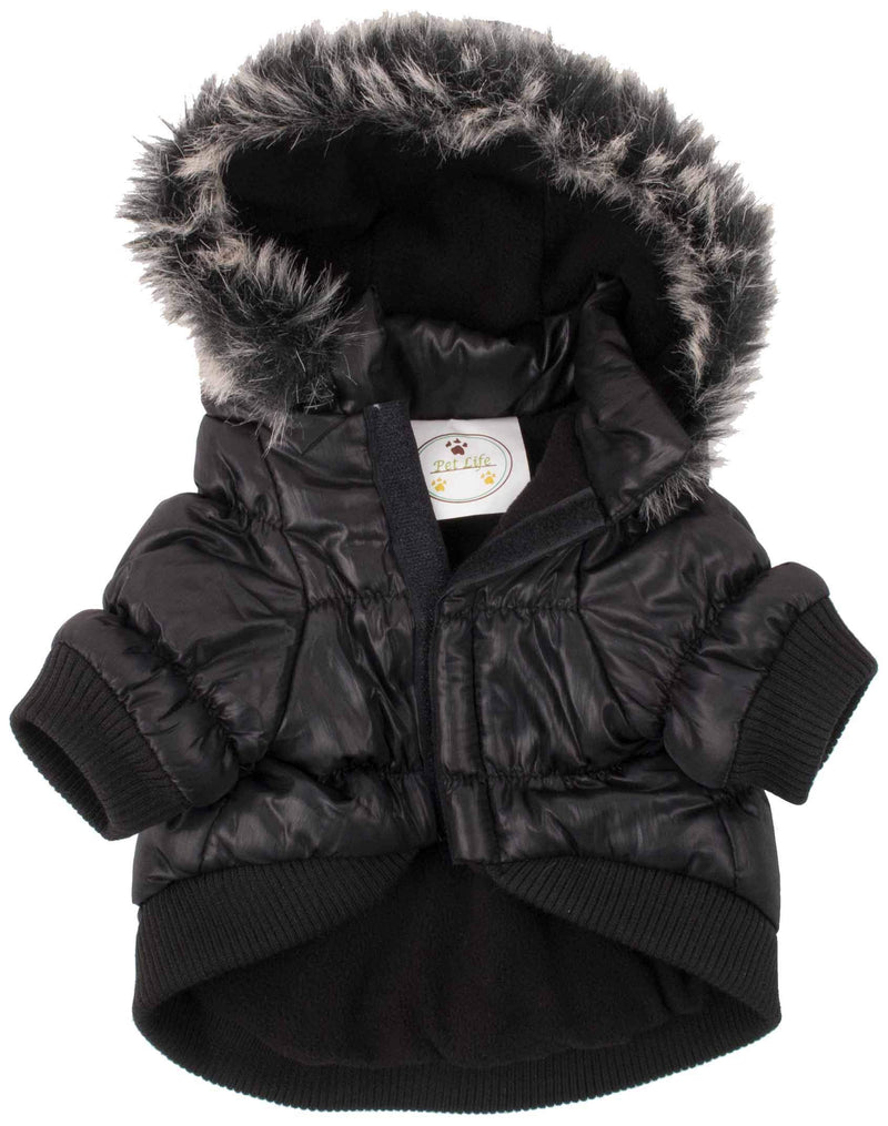 [Australia] - Metallic Fashion Pet Parka Coat Black Medium 