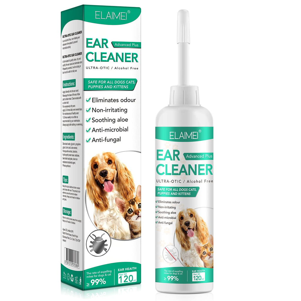 QLIGES ear cleaner for dogs, ear cleaner for dogs - extra for dogs and cats I for ear infections, itching and irritation, ear care, ear hygiene, healthy ears 120ml - PawsPlanet Australia