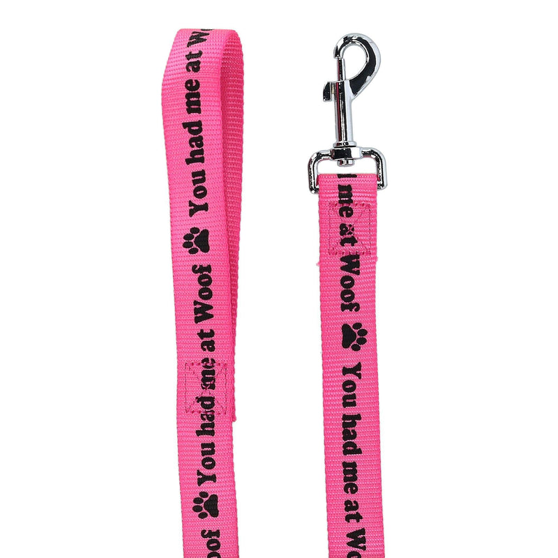 Ascentix You Had Me at Woof Nylon Dog Leash Pink - PawsPlanet Australia