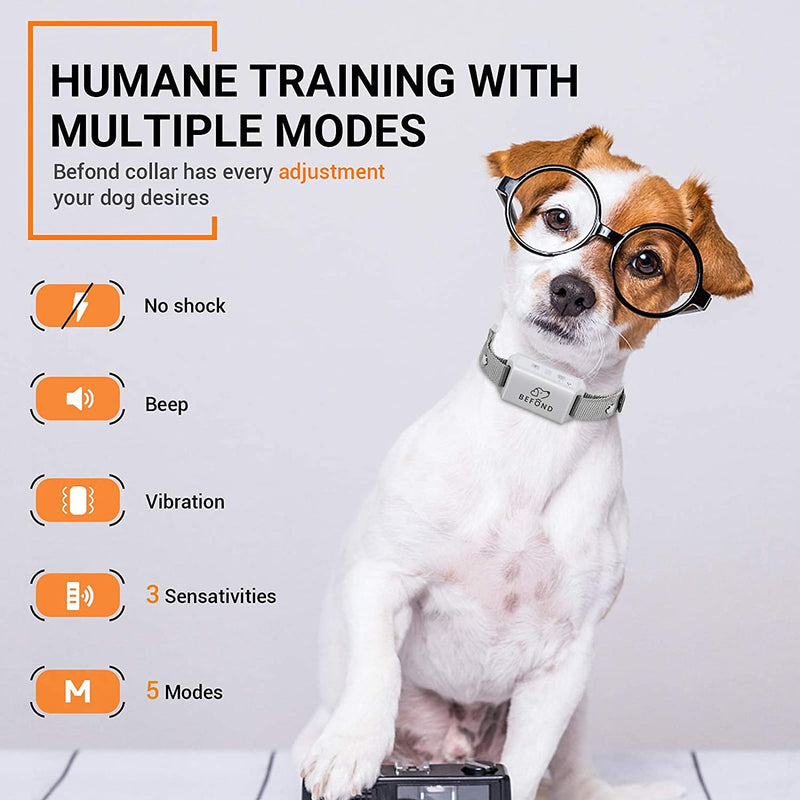 Bark Collar for Dogs, Anti Barking Training Collar with 3 Adjustable Sensitivity and 7 Intensity Beep Vibration for Small Medium Large Dogs (Grey) - PawsPlanet Australia