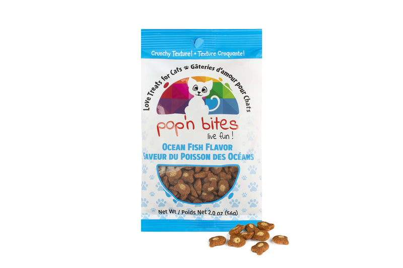 POP'N BITES - Ocean Fish - Contains 3 Packages of 3.5 oz per Package. Cat Treat Made in USA Highly Digestible Irresistible Flavors Special Box with 3 Value Packs - PawsPlanet Australia