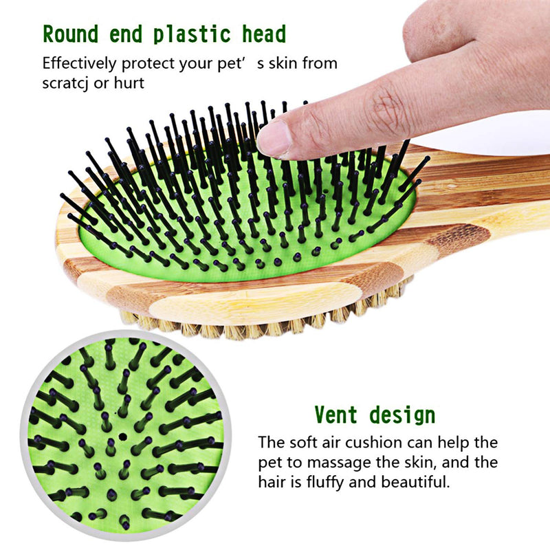 LSLEE Double-sided Pet Comb Brush, Pet Comb Multi-function Wooden Handle Hair Removal Brush，Airbag Comb Pet Hair Cleaning Brush，Dogs Hair Clean Brush，Cat And Dog Grooming Comb Pet Brush - PawsPlanet Australia