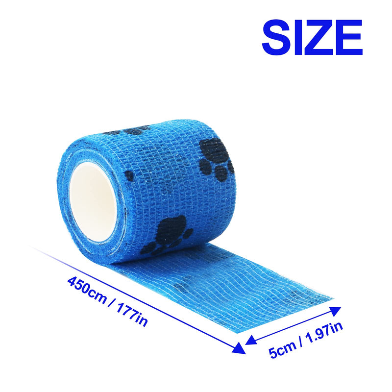 PHINGEER Self Adherent Bandage for Dogs, 3 Roll Non-Woven Cohesive Bandage Wrap Pet Vet Wrap Bandage Tape, Strong Vet Tape with Fun Patterns for Sports Protection (Blue) Blue - PawsPlanet Australia