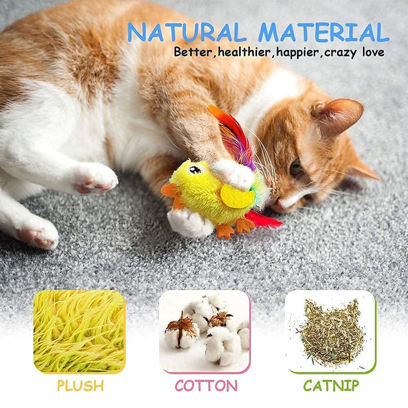 AWOOF Catnip Toys for Indoor Cats Interactive Cat Chew Toys 12 Pcs Cute Cartoon Cat Toys with Battle Catnip Boredom Relief Durable Kitty Bite Teeth Cleaning Toys - PawsPlanet Australia