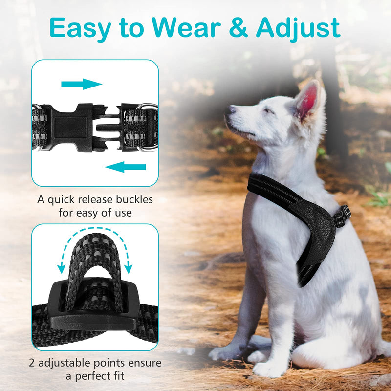 Mesh Dog Harness, No Pull No Choke Pet Harnesses Soft Breathable Dog Harness with Adjustable Chest Belt and Quick-Release Buckle for Small Medium and Large Dogs for Walking, Running and Trainning XS Black - PawsPlanet Australia