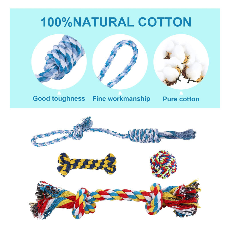 Ruisita 6 Pieces Dogs Ball Knot Training Toy Pet Teeth Training Toys Natural Teeth Cleaning Chew Rope Puppy Boredom Rope Toy for Puppy, Small Dogs Mixed Cotton Rope Pet Toys Set - PawsPlanet Australia