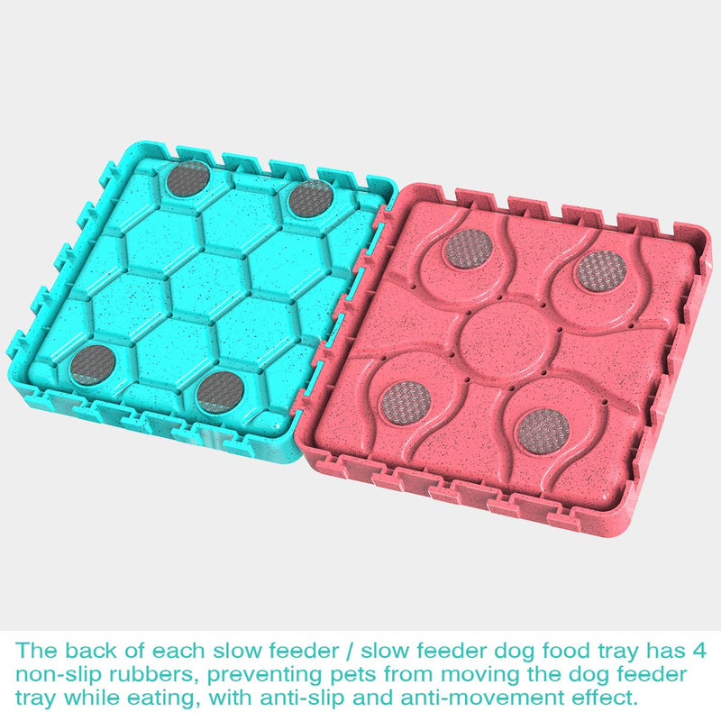 [Australia] - GEEPET Dog Slow Feeder Mat and Slow Treater Treat Dispensing Mat Suctions to Wall for Pet Bathing, Grooming 4PCS 