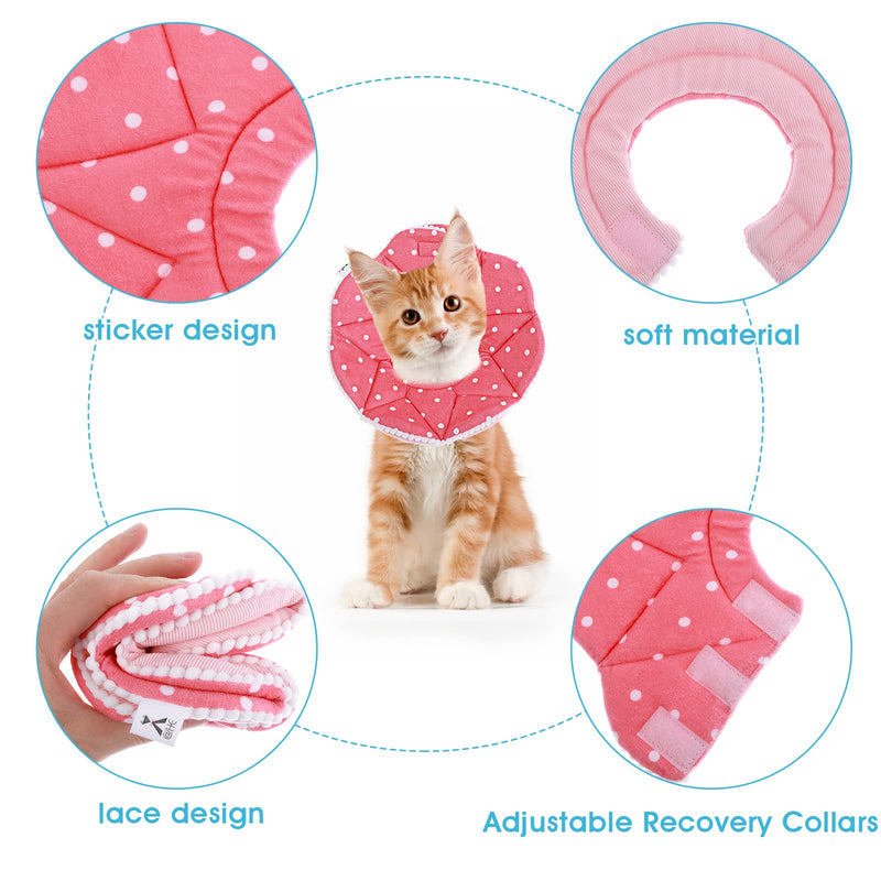 TIESOME Cat Collar Adjustable 6.7-9inch Kitten Recovery Collars Small Dog Cat Post-Surgery Soft Recovery Pet Cone Collar Anti-Bite/Lick Cat Dog Health (Pink) - PawsPlanet Australia