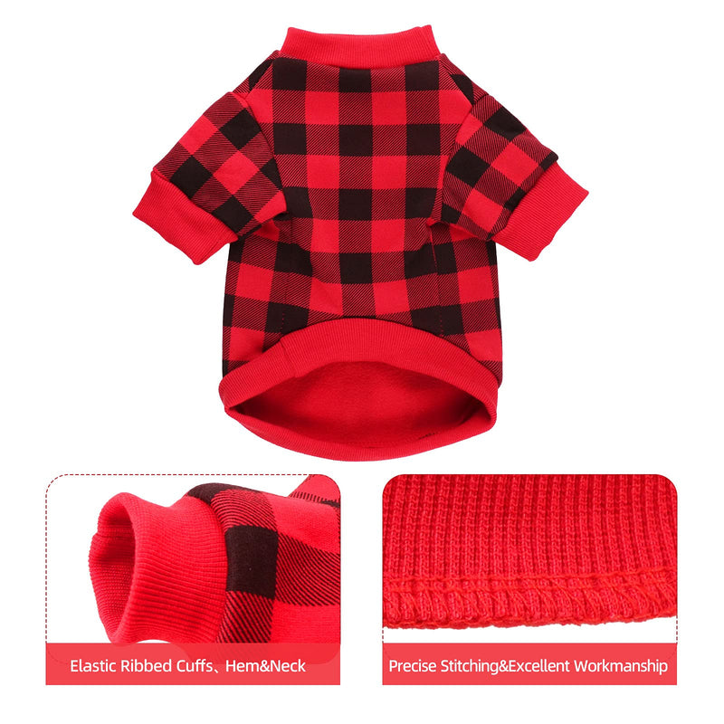 Dog Fleece Sweater for Small Dogs Buffalo Plaid Dog Clothes Soft Thickening Warm Small Dog Sweater Puppy Clothes for Small Dogs Girl & Boy X-Small - PawsPlanet Australia