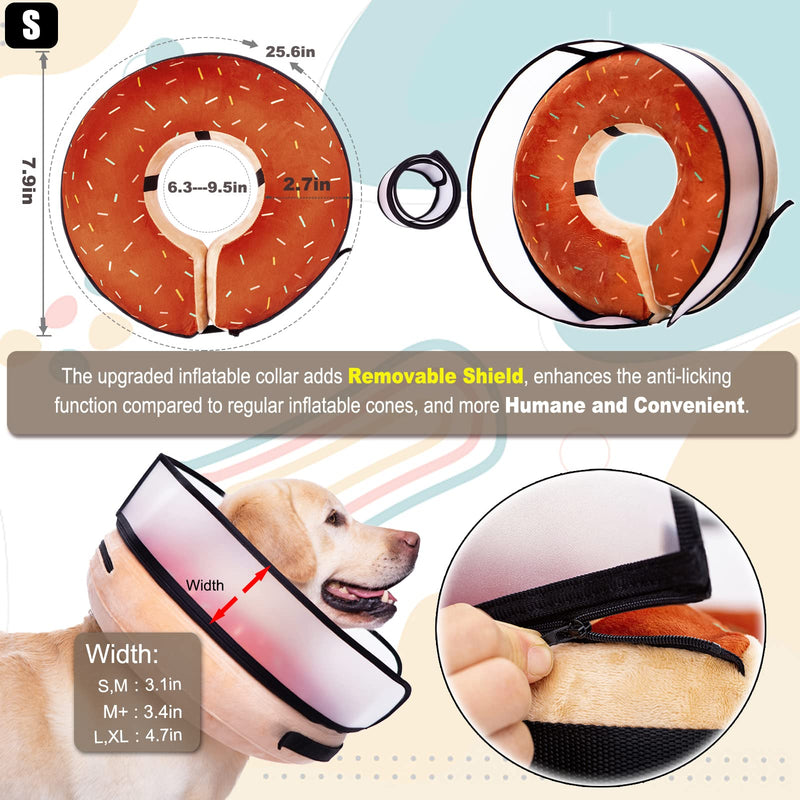 Inflatable Dog Cone Collar with Enhanced Anti-Licking, Soft Neck Donut for Dogs Cats, Recovery Pet Cone Collar After Surgery for Large Medium Small Dogs (Brown, Small) Donut Brown - PawsPlanet Australia