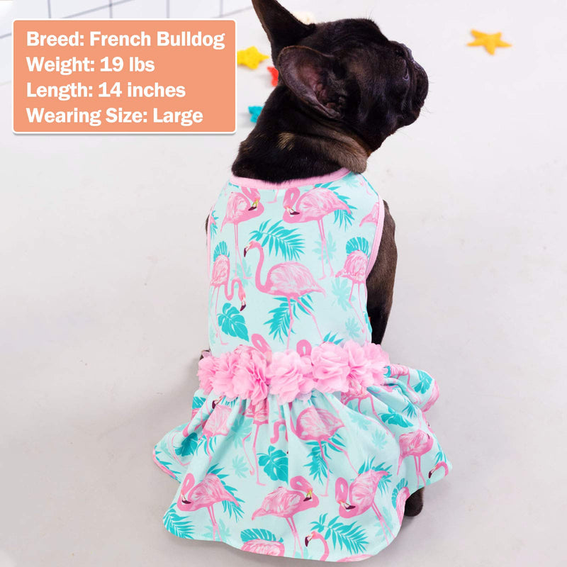 kyeese Dogs Dresses Flamingo with Flowers Decor Eelgant Princess Dogs Dress for Small Dogs Spring Summer Cat Dress Dog Apparel XS (2.5-3.5lbs) - PawsPlanet Australia