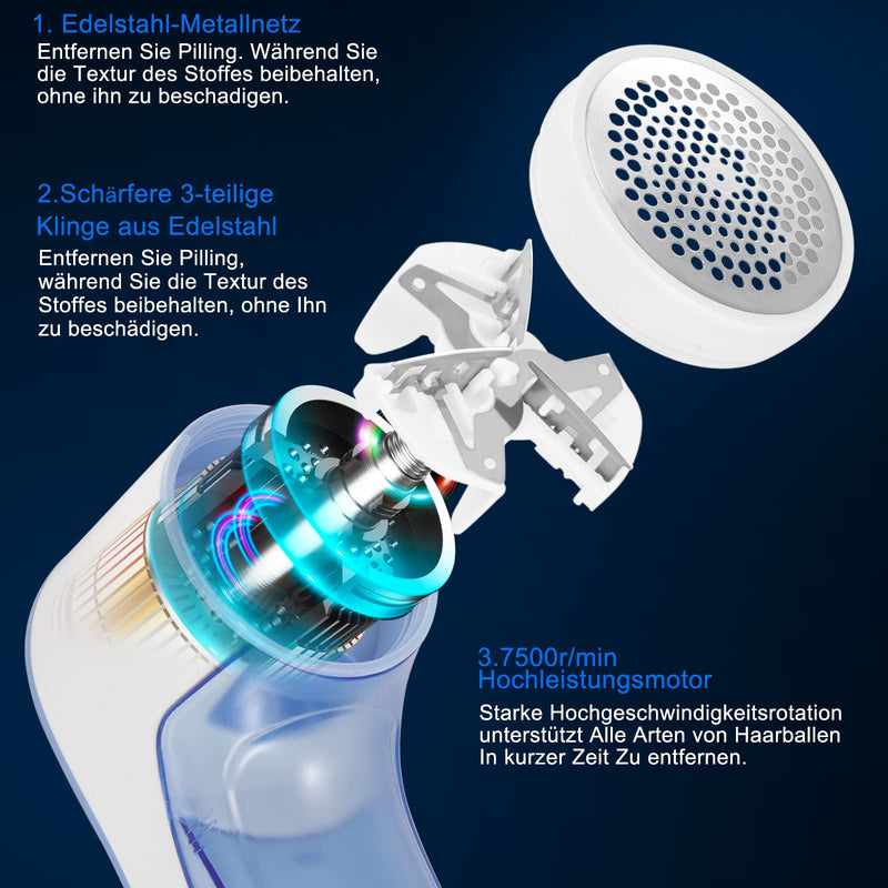 LEBEXY Lint Razor, Portable Electric Lint Remover with USB Rechargeable and 1 Replacement Blades for Various Fabrics (Blue) Blue - PawsPlanet Australia