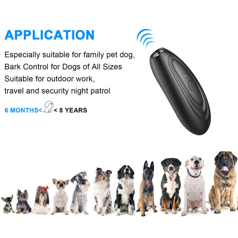 TOTIE Ultrasonic Dog Bark Control Device, 2-in-1 Dog Training and Anti Barking Device, Control Range of 16 Ft Black - PawsPlanet Australia