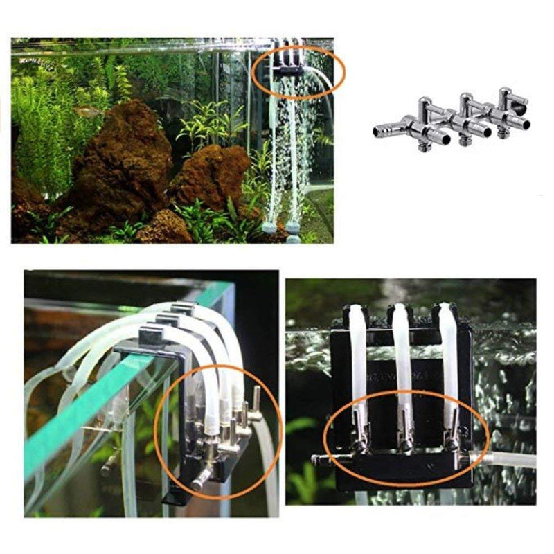 [Australia] - 3 Pieces 3- Way Stainless Steel Air Flow Splitter Pump Lever Valve Air Line Control Valve for Aquarium Fish Tank 