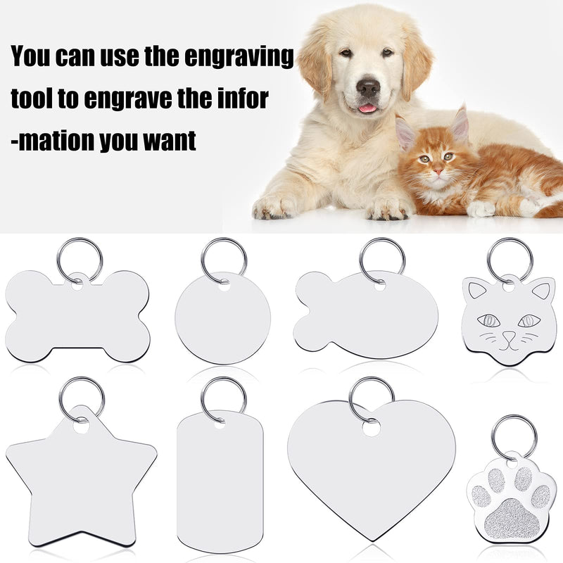 24 Pieces Pet ID Tag Personalized Dog Tags and Cat Tags Stamping Dog Name Tags Aluminum Discs with Hole and Key Rings in Bone, Round Paw, Heart Shape for Dogs Cats Pets, Silver - PawsPlanet Australia