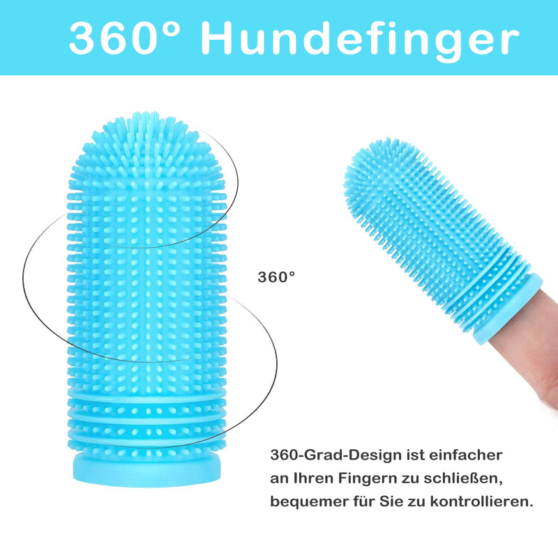 Pack of 4 Finger Toothbrush Dog Silicone Dog Toothbrush Food Grade Silicone 360° Fully Wrapped Cleaning Bristles for Cats Dogs Dental Care Anti-Plaque Toothbrush Dog (Blue, Pink) - PawsPlanet Australia