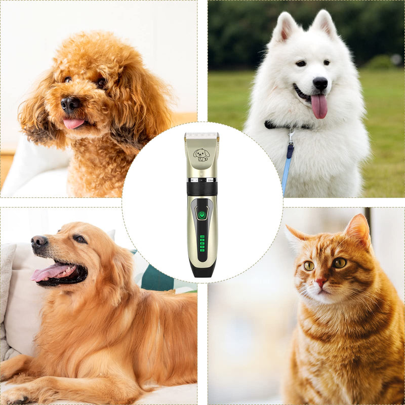 JOPHEK Dog Clipper, Quiet Dog Cat Hair Trimmer, Professional Cat Trimmer - Electric Wireless Pet Trimmer (Golden) Golden - PawsPlanet Australia