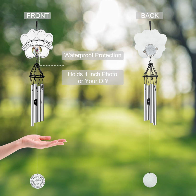 YOUIN Pet Memorial Wind Chime 19" with Photo Frame Gift Box Sympathy Poem - Metal Pet Thoughtful Remembrance Gift to Honor and Remember, for Loss of Pet Dog/Cat Gift, Garden Home Yard Hanging Decor - PawsPlanet Australia