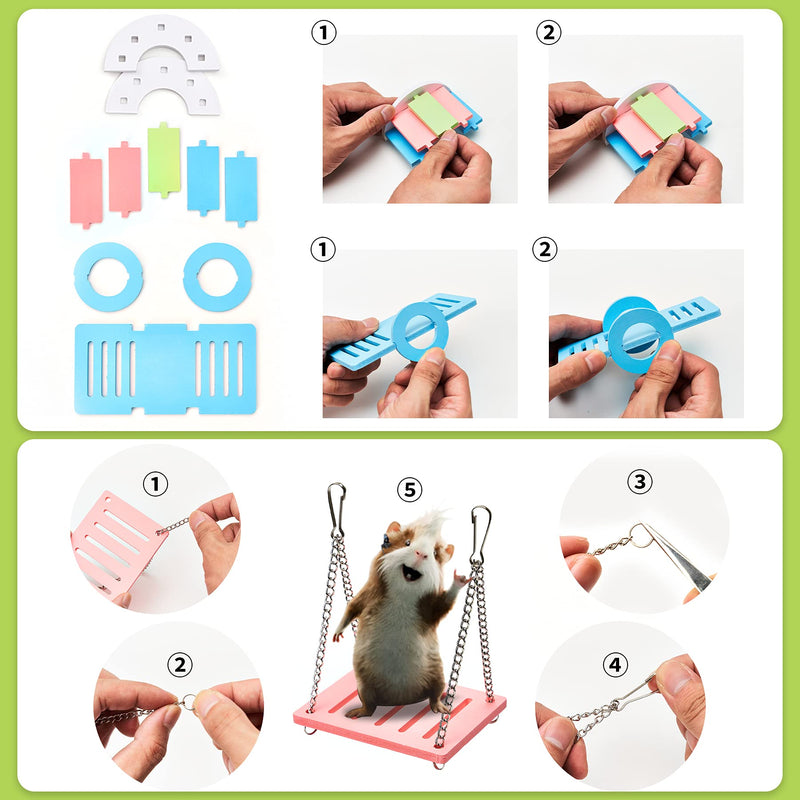 blu&ben Hamster Foldable Fun Tunnels & Tubes Toys Small Animal Tunnel with 5PCS Toys for Hamster Guinea Pigs Bunny Chinchillas Rats Mouse and Ferrets Blue - PawsPlanet Australia