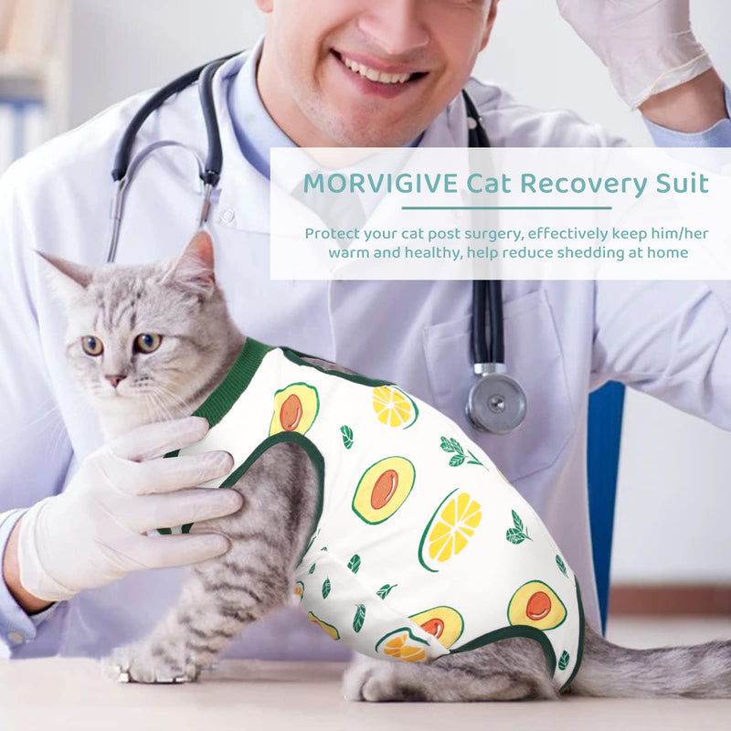 MORVIGIVE Cat Recovery Suit After Surgery Wear, Surgical Neuter Spay Kitten Recovery Shirt E-Collar Bandages Alternative, Non-Lick Pet Body Suit for Cats Dogs for Abdominal Wounds Skin Diseases Small Avocado - PawsPlanet Australia