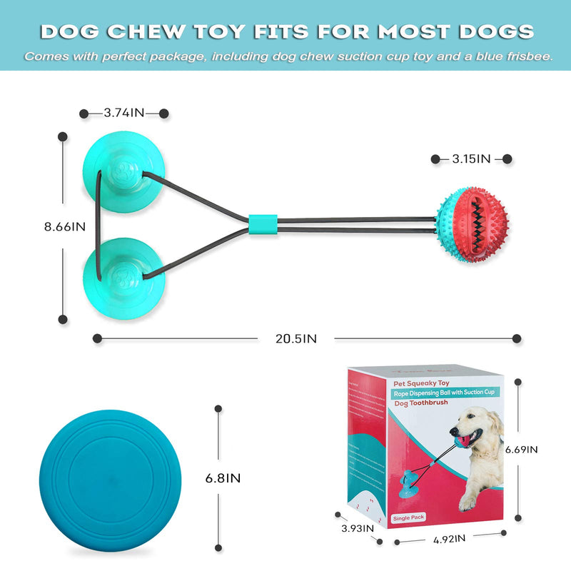 Tug of War Dog Chew Toy with Double Suction Cup - Interactive Dog Toys for Aggressive Chewers Dog Puzzle Toys for Teeth Cleaning and Food Dispensing-Includes Bonus Dog Toy Frisbee - PawsPlanet Australia