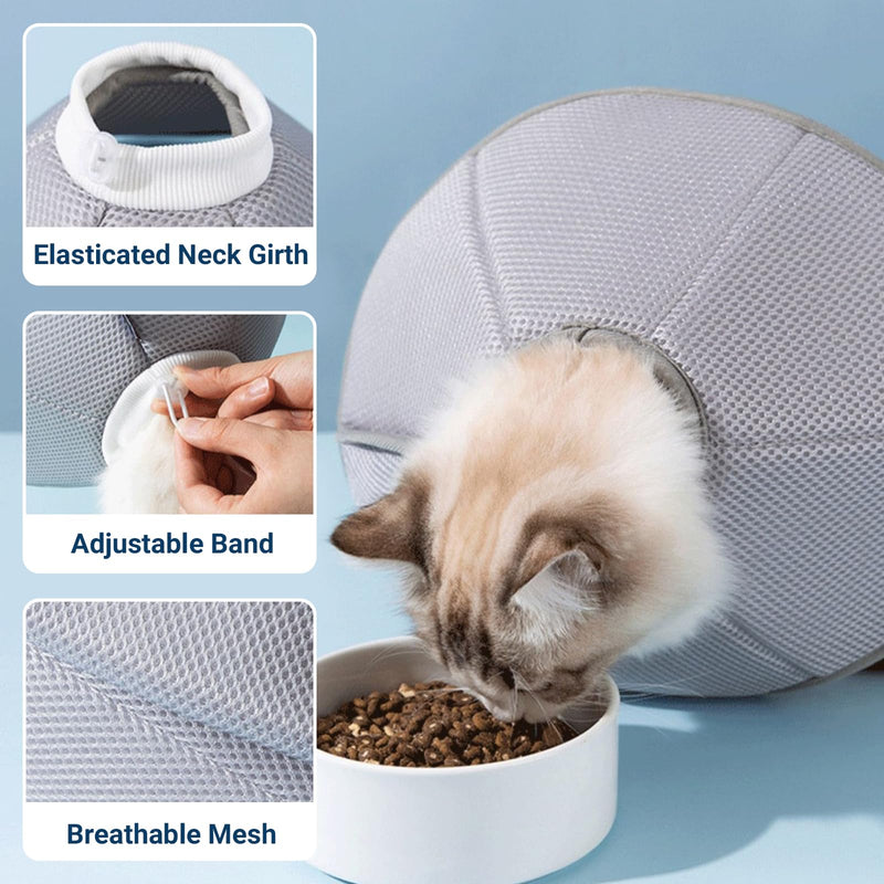 LiebeDD Neck Collar for Cats Soft Dog Collar Leak Protection Waterproof Pets Protective Collar Funnel Post-Op Collar for Cats Dog Collar Comfy Cone, Grey, S - PawsPlanet Australia