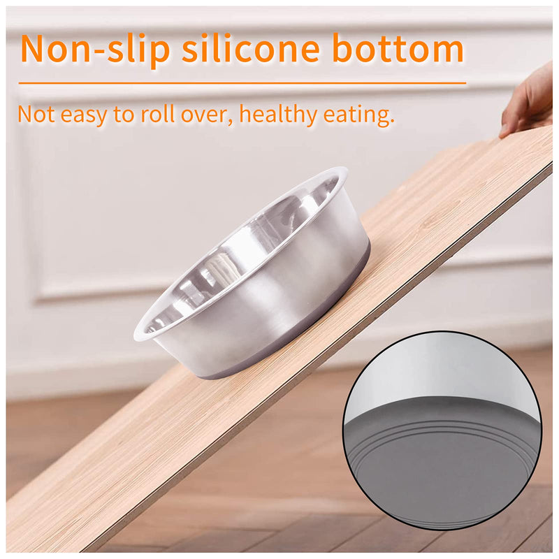 Andiker 7" Stainless Steel Dog Bowl 900 ml/33 oz, Durable Non-slip Pet Feeding Bowl with Silicone Basic, Pets Food Feeder and Water Bowl for Small, Medium and Cats (gray) (S-17.5cm,33 ounce) S-17.5cm,33 ounce - PawsPlanet Australia